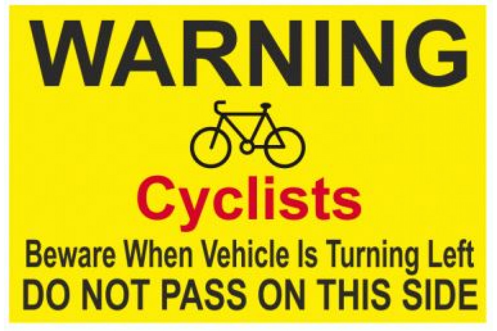 FORS Warning Cyclist Do Not Pass Sticker